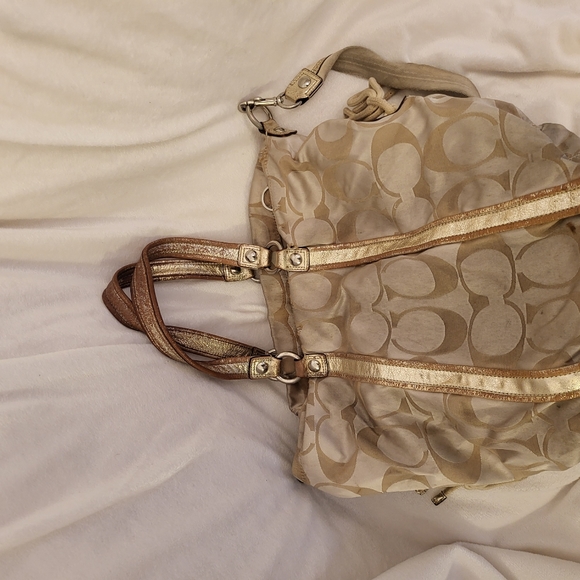 COACH poppy tote bag gold brown - Picture 8 of 13